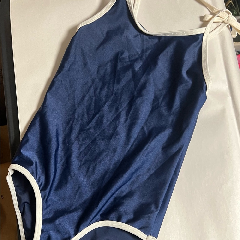 Blue Swimsuit with White Accents